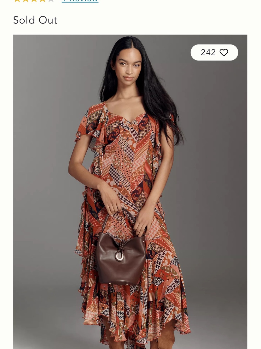 Love the Label Anthropologie Medium M  Printed Ruffle Midi Dress Style